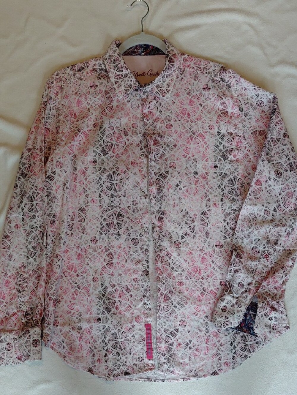 Robert Graham Pink, Black & White Geometric Print Button-Up Shirt - Picture 2 of 4